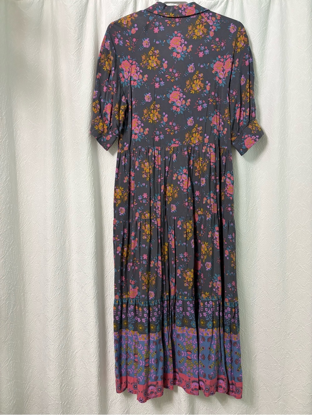 NATURAL LIFE Charcoal Gray Midi Dress with Pink & Mustard Floral Print - Picture 4 of 13